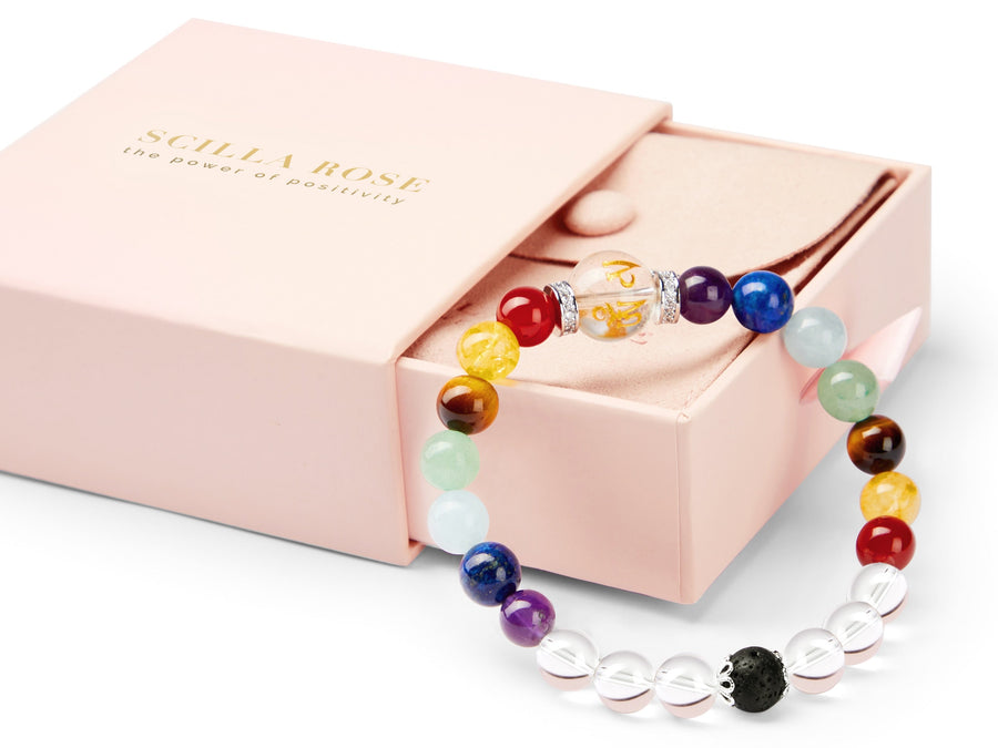 7 Chakra Crystal & Clear Quartz Mantra Spiritual Meditation Bracelet Bracelets Scilla Rose 