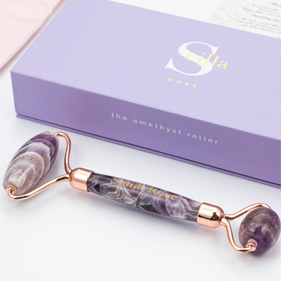 Amethyst Face Roller - Anti-Ageing & Beautifying Facial Massage Tool Scilla Rose 