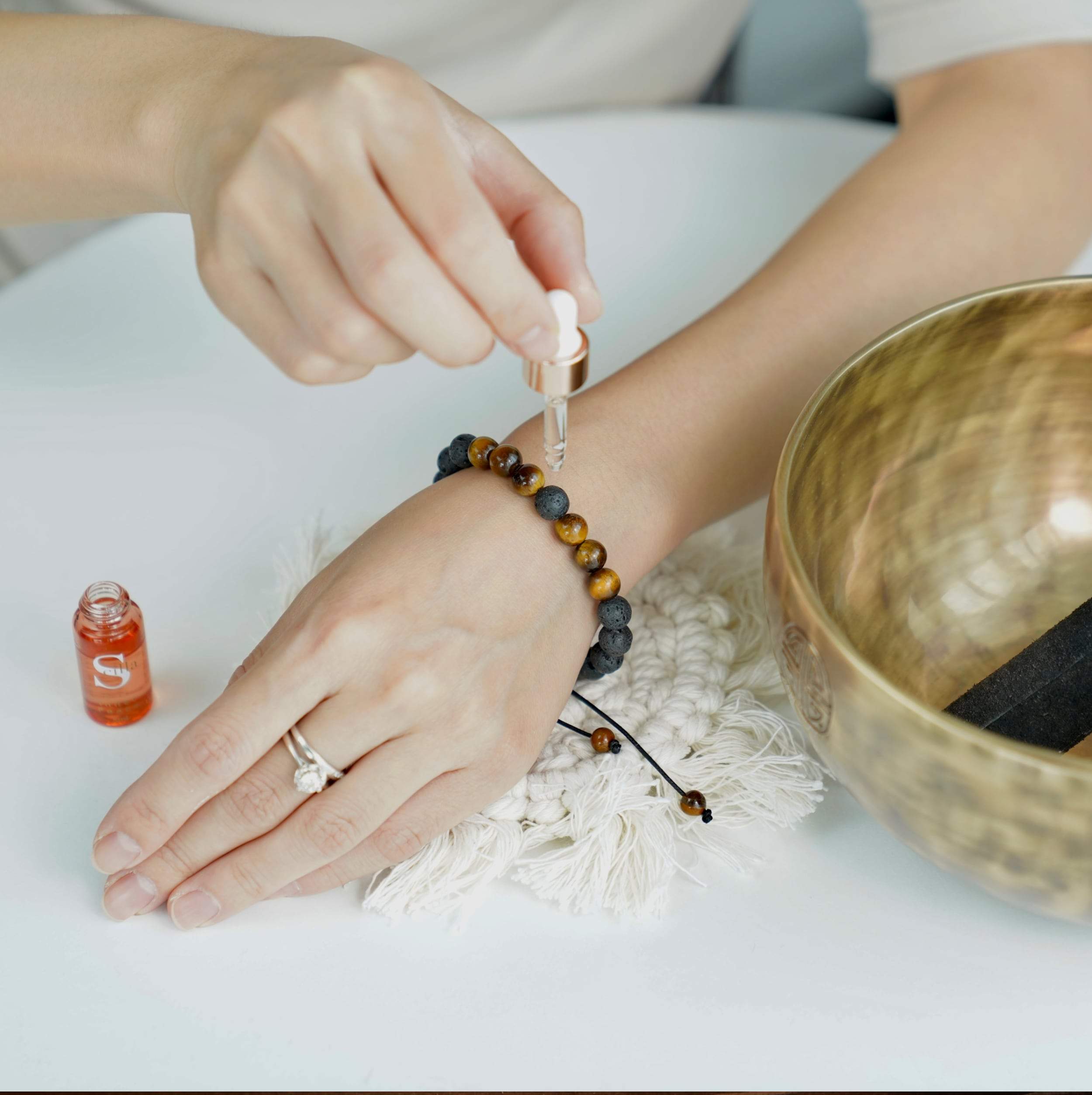 TIGER EYE Lava stone Bracelet Diffuser with Inner Peace Oil