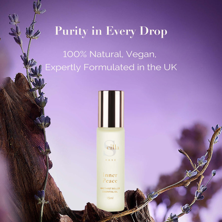 Amethyst Inner Peace Blend - Pulse Point Rollerball for Good Sleep Essential Oil 15 ml Aromatherapy Scilla Rose 