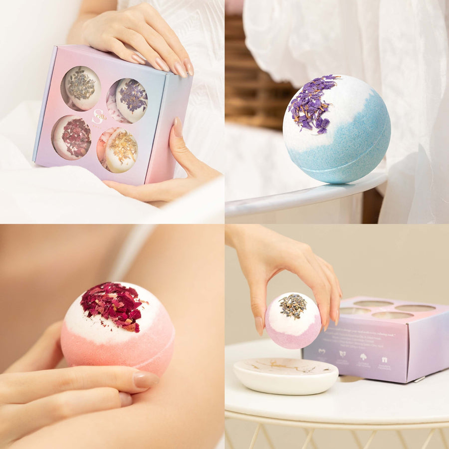 Aromatherapy Bath Bomb Gift Set – Luxurious 4-Piece Collection for Skin Nourishment & Relaxation | Pre-Sale Dispatching End of November Bath Bombs Scilla Rose 