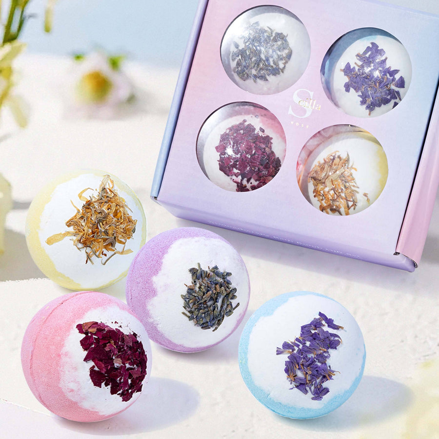 Aromatherapy Bath Bomb Gift Set – Luxurious 4-Piece Collection for Skin Nourishment & Relaxation | Pre-Sale Dispatching End of November Bath Bombs Scilla Rose 