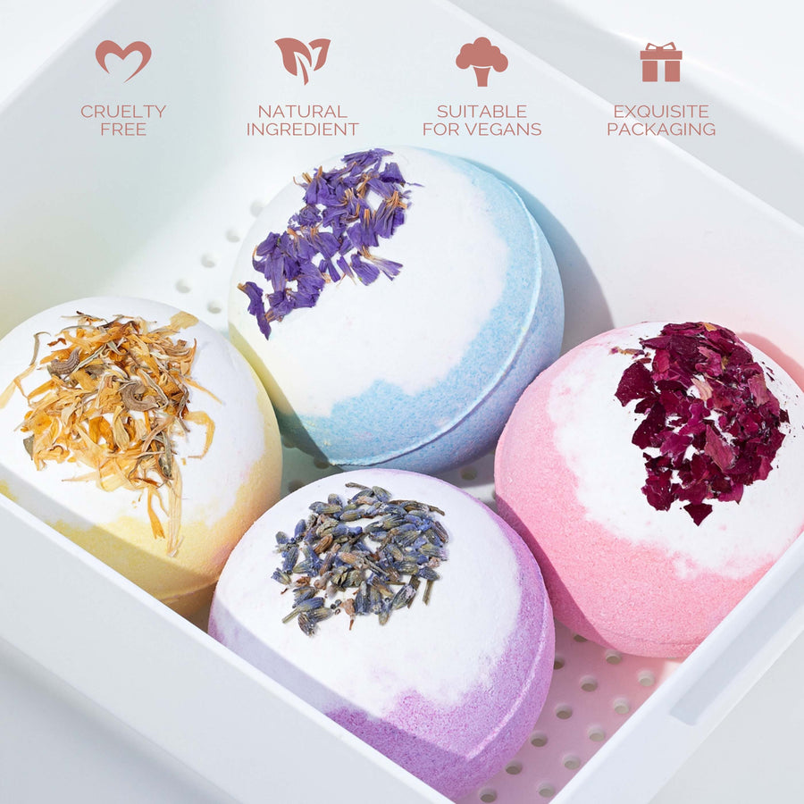 Aromatherapy Bath Bomb Gift Set – Luxurious 4-Piece Collection for Skin Nourishment & Relaxation | Pre-Sale Dispatching End of November Bath Bombs Scilla Rose 