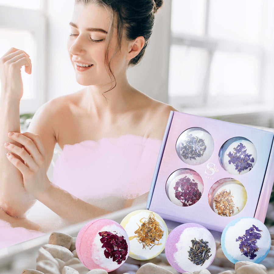 Aromatherapy Bath Bomb Gift Set – Luxurious 4-Piece Collection for Skin Nourishment & Relaxation | Pre-Sale Dispatching End of November Bath Bombs Scilla Rose 