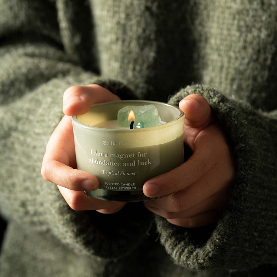 Aventurine Crystal Scented Candles-Tropical Shower scented candles Scilla Rose 