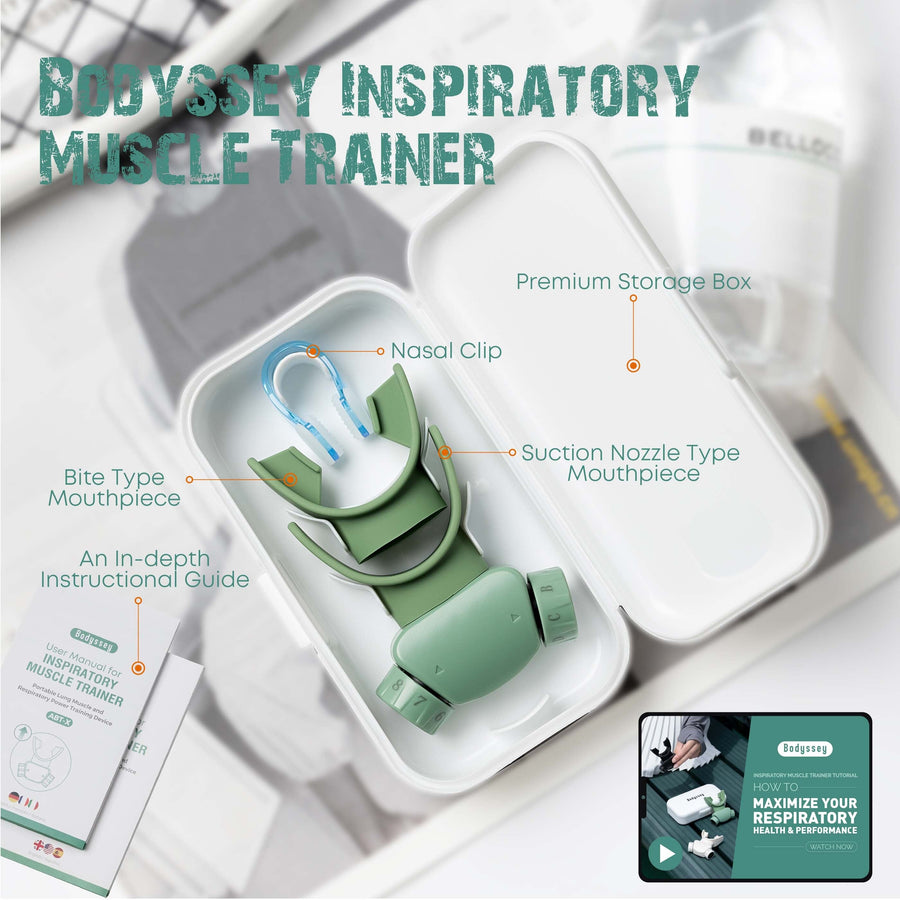 Bodyssey ABT-X Respiratory Muscle Trainer - Breathing Training Device for Lung Exercise and Strengthening(Matte Green) Breathing Trainer Bodyssey 