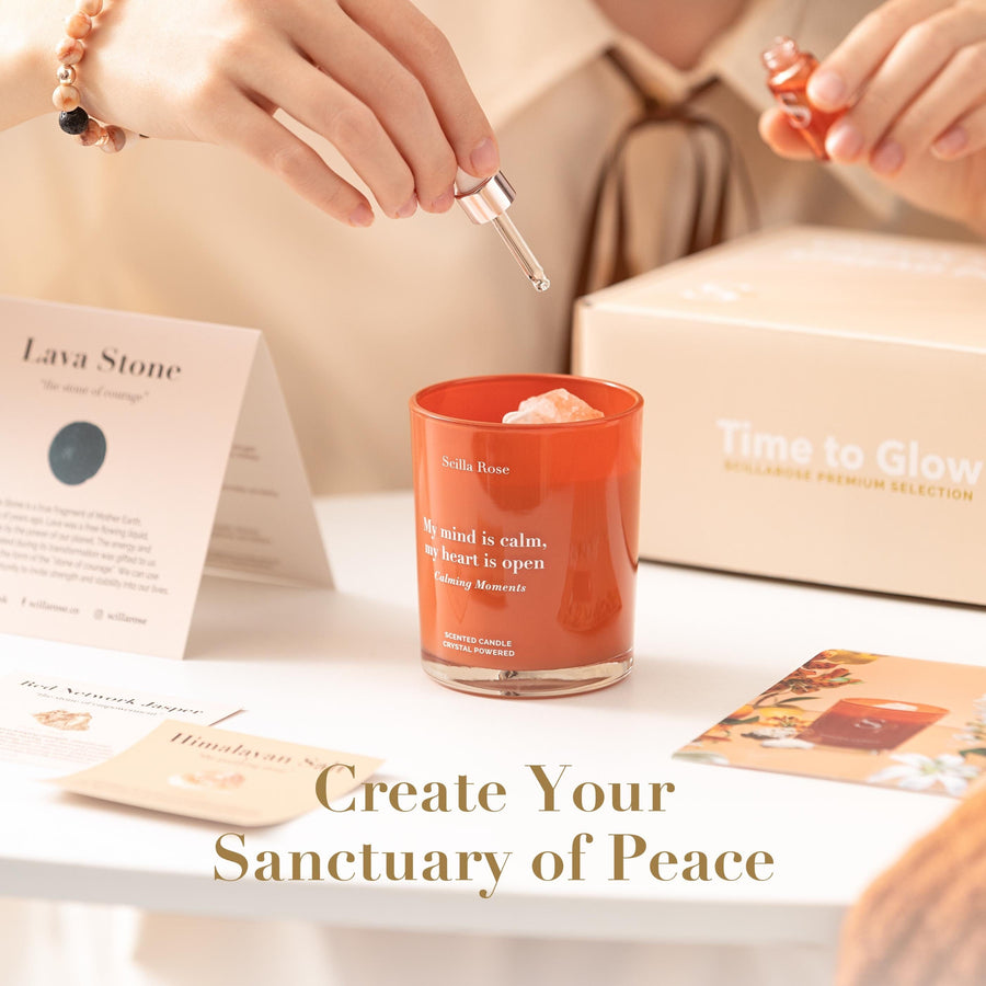 Harmony and Serenity Crystal-Infused Candle and Essential Oil Bracelet - Anti-Anxiety Aromatherapy Gift Set aromatherapy Scilla Rose 