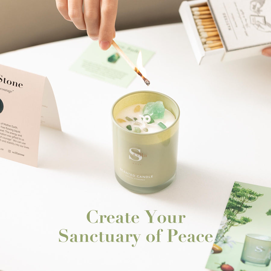Harmony and Serenity Crystal-Infused Candle, Jade Bracelet & Inner Peace Oil-Aromatherapy and Wellness Gift Set aromatherapy Scilla Rose 