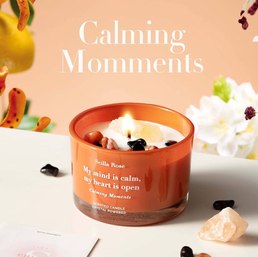 Himalayan Salt Stones Crystal Scented Candles-Calming Moments Candles Scilla Rose 