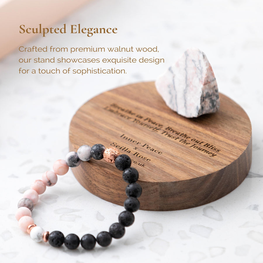 Round Black Walnut Wooden Bracelet and Jewellery Holder, Thoughtful Accessory for Mindful Living and Elegant Decor Walnut Wooden Plate Scilla Rose 