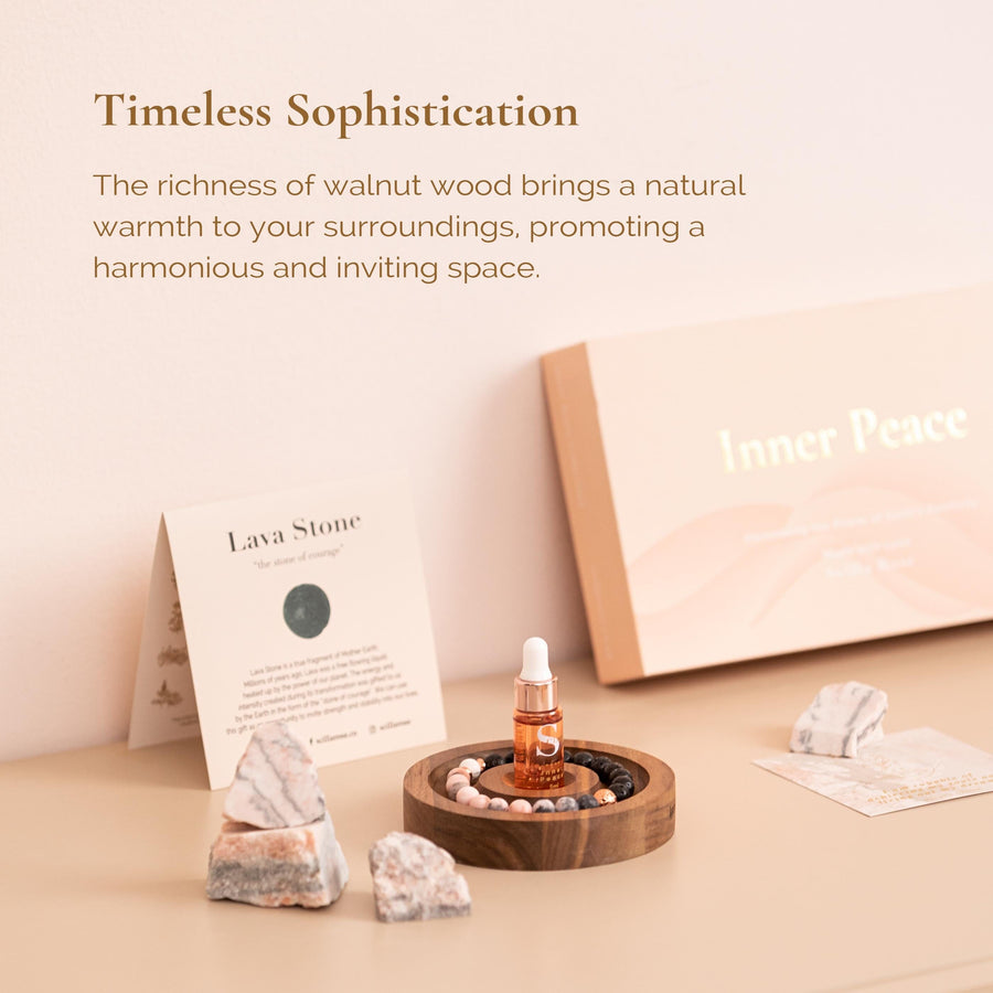 Round Black Walnut Wooden Bracelet and Jewellery Holder, Thoughtful Accessory for Mindful Living and Elegant Decor Walnut Wooden Plate Scilla Rose 