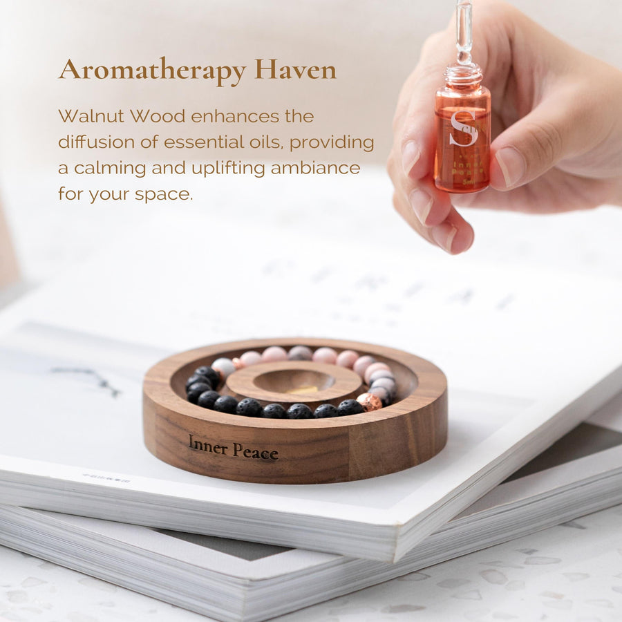 Round Black Walnut Wooden Bracelet and Jewellery Holder, Thoughtful Accessory for Mindful Living and Elegant Decor Walnut Wooden Plate Scilla Rose 