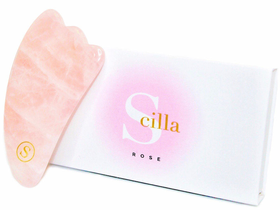 Amethyst Face Roller and Rose Quartz Gua Sha - Anti-Ageing & Beautifying Facial Massage Set Scilla Rose 