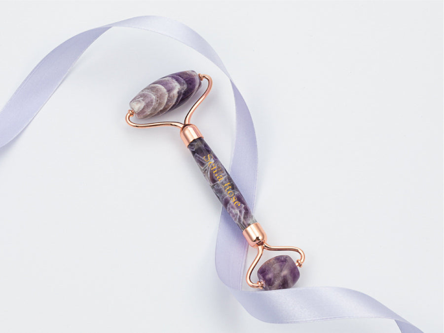 Amethyst Face Roller and Rose Quartz Gua Sha - Anti-Ageing & Beautifying Facial Massage Set Scilla Rose 