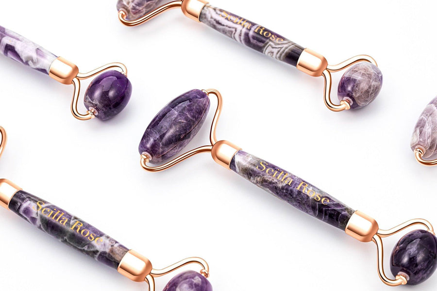 Amethyst Face Roller - Anti-Ageing & Beautifying Facial Massage Tool Scilla Rose 