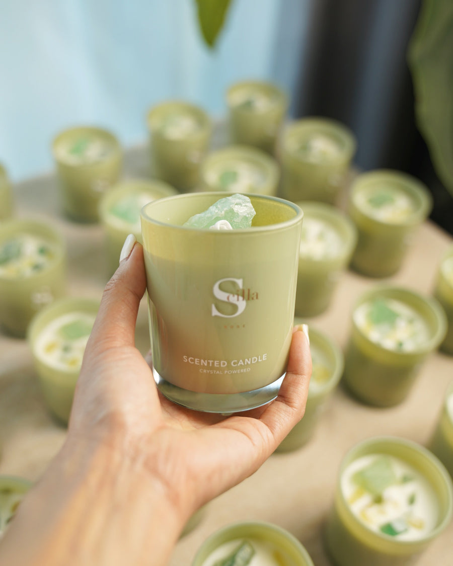 Aventurine Crystal Scented Candles-Tropical Shower Large scented candles Scilla Rose 
