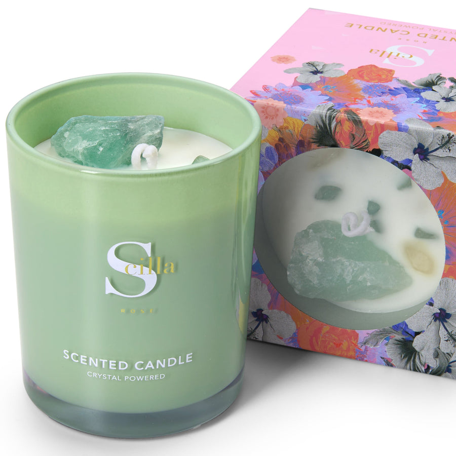 Aventurine Crystal Scented Candles-Tropical Shower Large scented candles Scilla Rose 