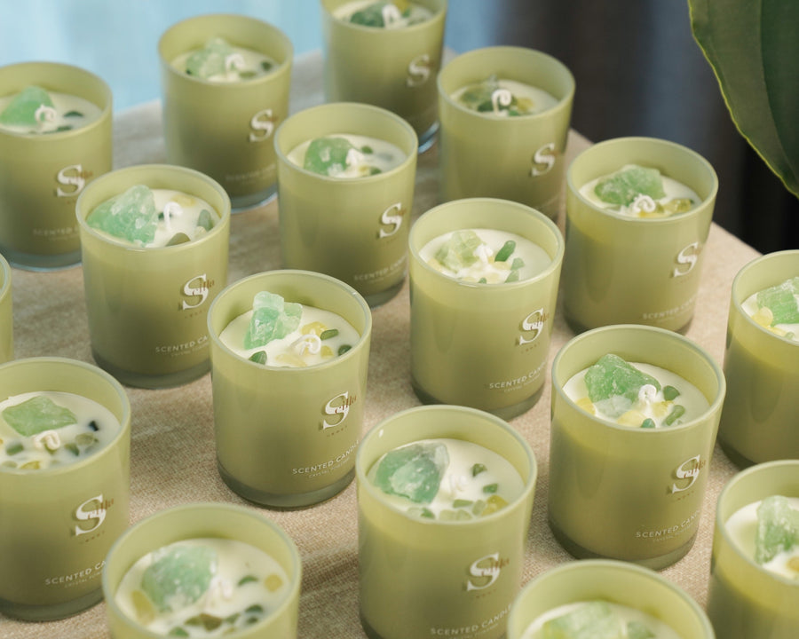 Aventurine Crystal Scented Candles-Tropical Shower Large scented candles Scilla Rose 