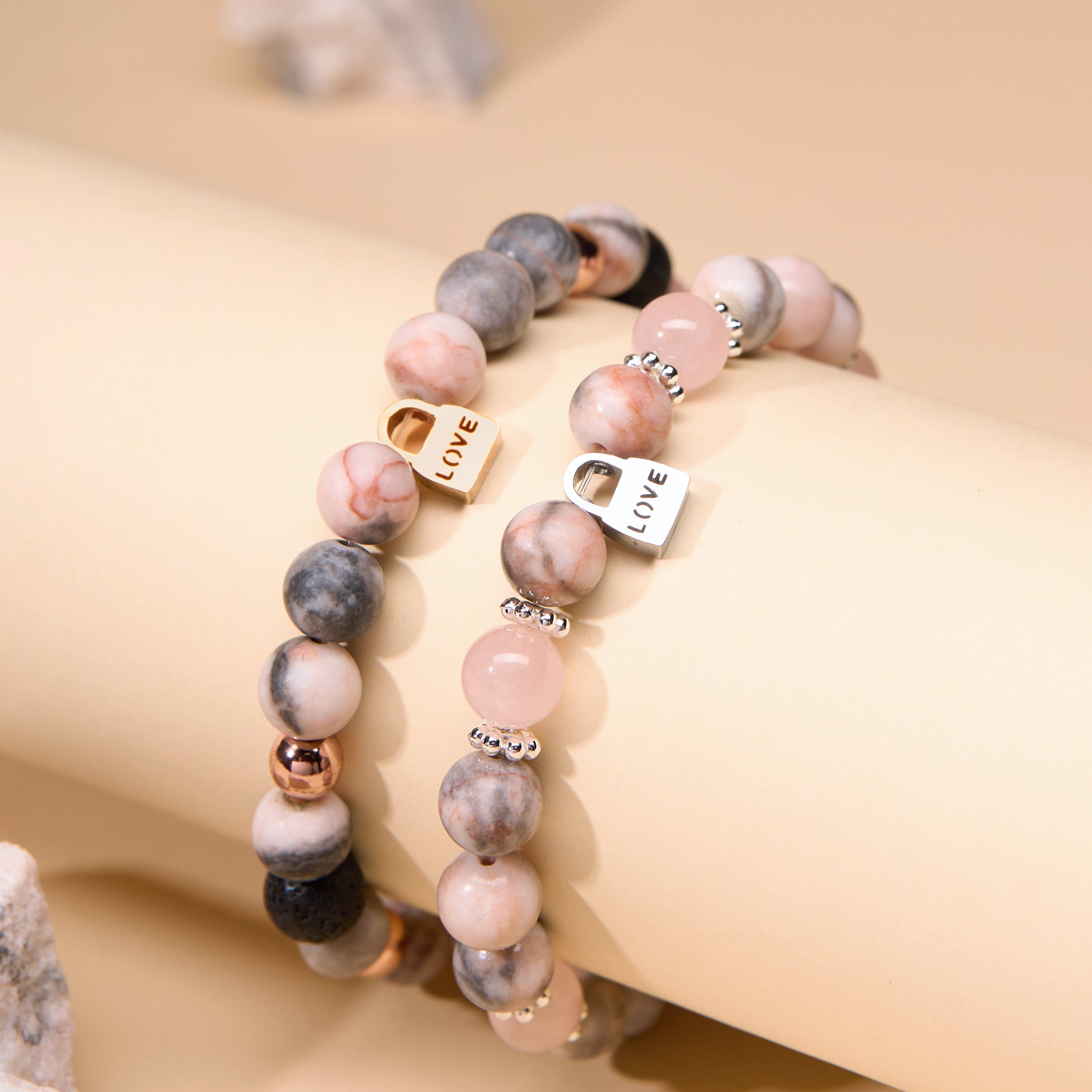 Pingyongchang Healing Crystal Bracelet & Necklace Set - Natural Stone, Stress Relief, Yoga Mantra, Gift Ready