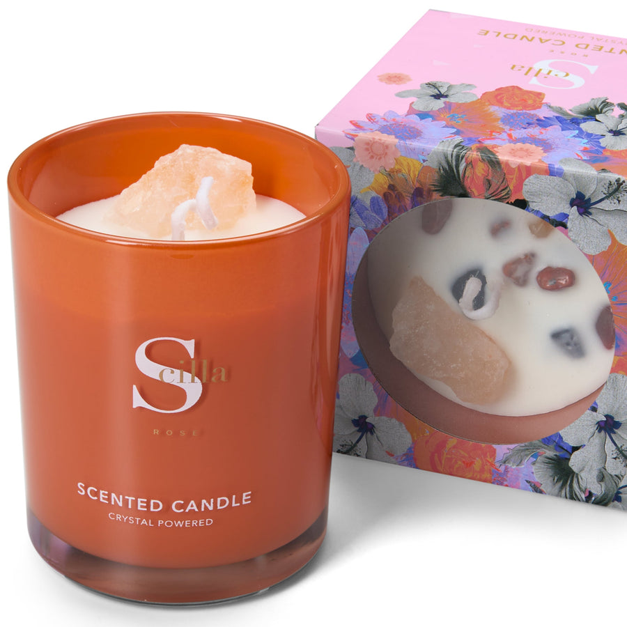 Himalayan Salt Stones Crystal Scented Candles-Calming Moments Large scented candles Scilla Rose 