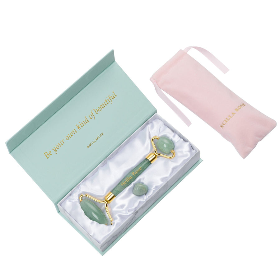Jade Face Roller - Anti-Ageing & Beautifying Facial Massage Tool Facial Massager Scilla Rose 