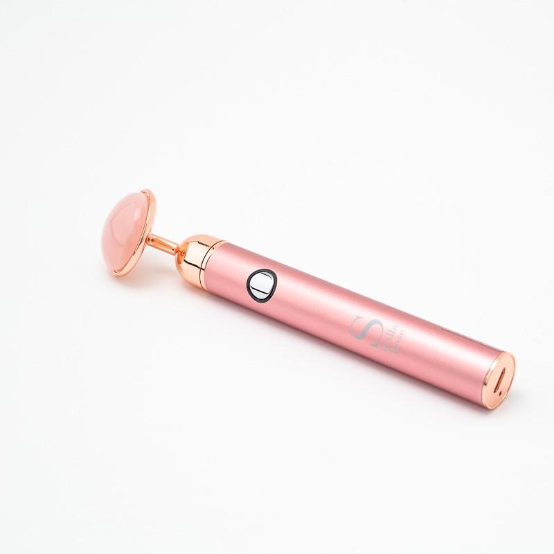 Next Generation Rechargable Dual Headed Rose Quartz Roller with USB Electronic facial massager Scilla Rose 