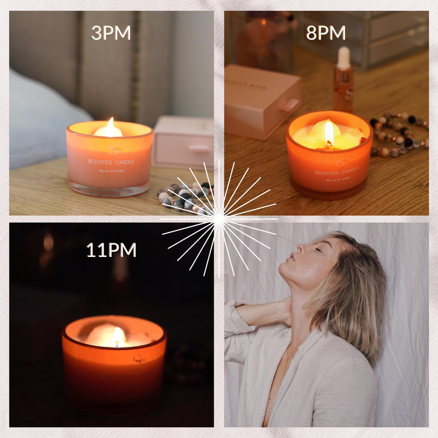 Rose Quartz Crystal Scented Candles-Blossom Within Aromatherapy Scilla Rose 