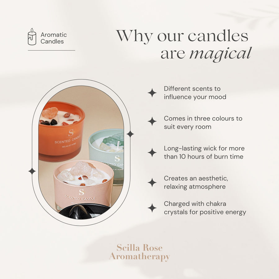 Rose Quartz Crystal Scented Candles-Blossom Within Aromatherapy Scilla Rose 