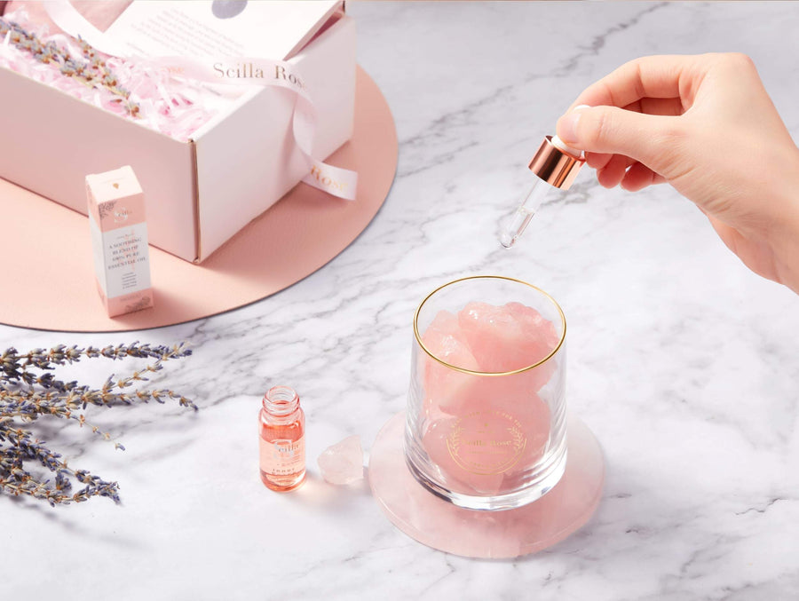 Rose Quartz Dreams- Lavender Essential Oil Diffusers Gift Set Aromatherapy Scilla Rose 
