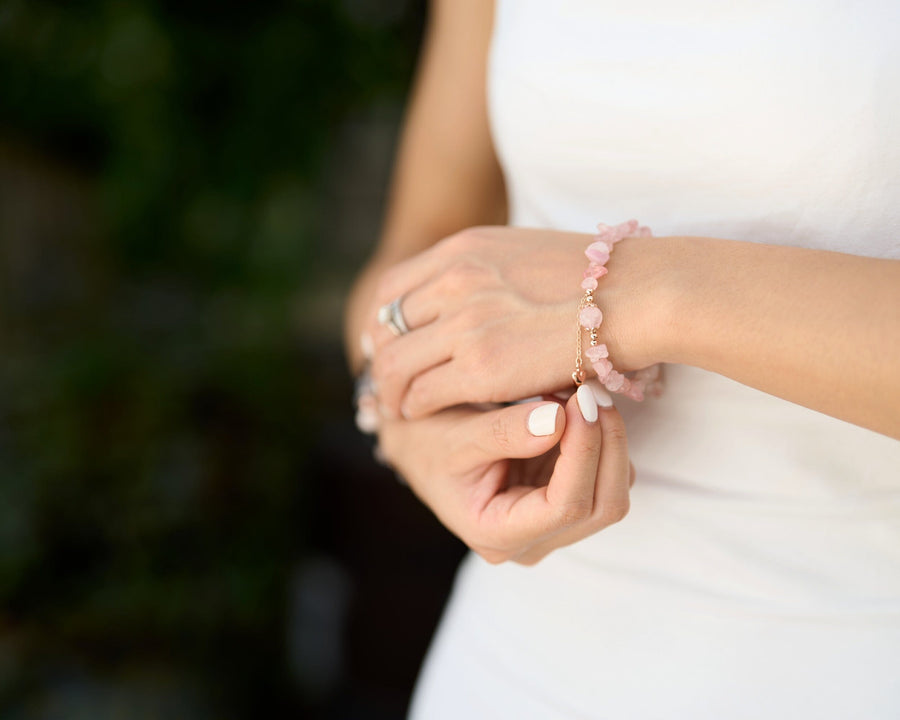 Rose Quartz Love Charm Rose Gold Bracelet Scilla Rose 