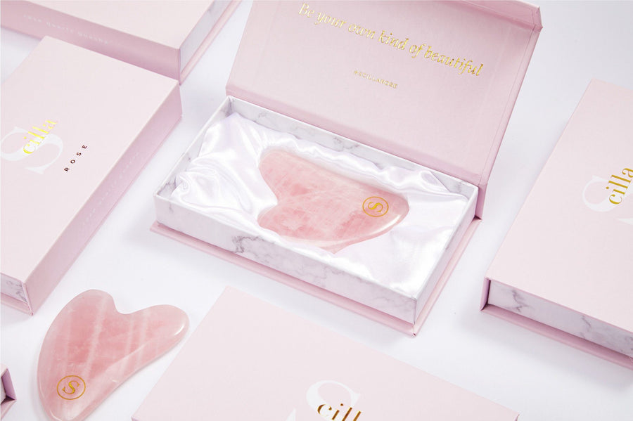 The Best Rose Quartz Gua Sha Heart-Anti Ageing & Contouring Face Sculptor Gua Sha Scilla Rose 