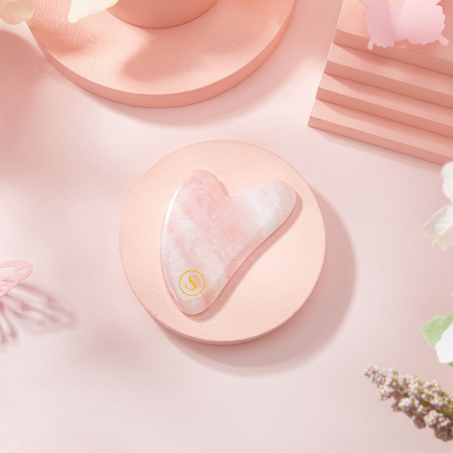 The Best Rose Quartz Gua Sha Heart-Anti Ageing & Contouring Face Sculptor Gua Sha Scilla Rose 