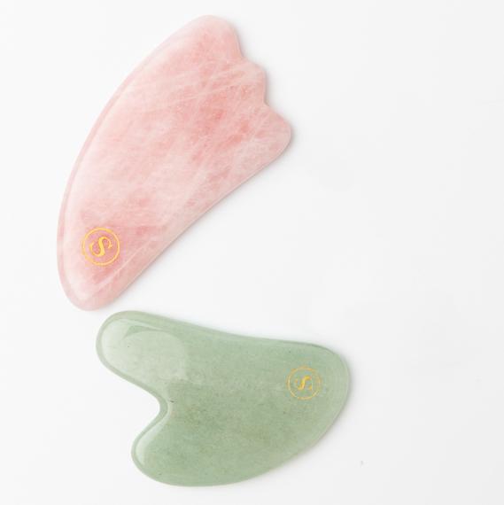 The Perfect Jade & Rose Quartz Gua Sha Set gua sha Scilla Rose 