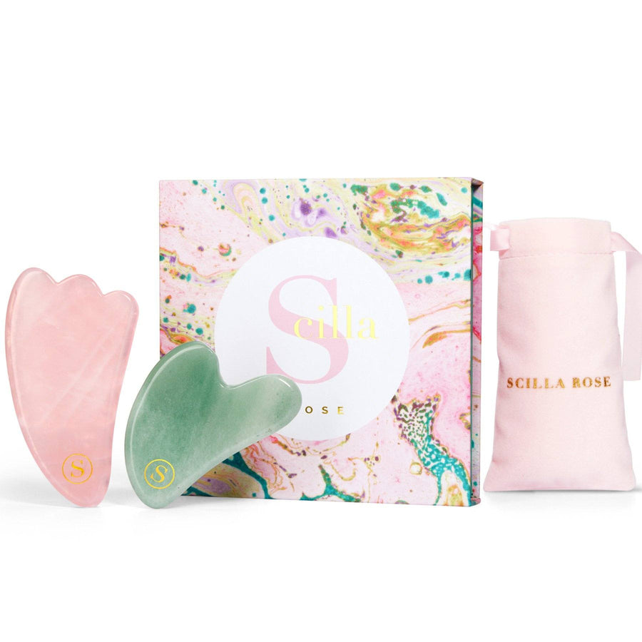 The Perfect Jade & Rose Quartz Gua Sha Set gua sha Scilla Rose 