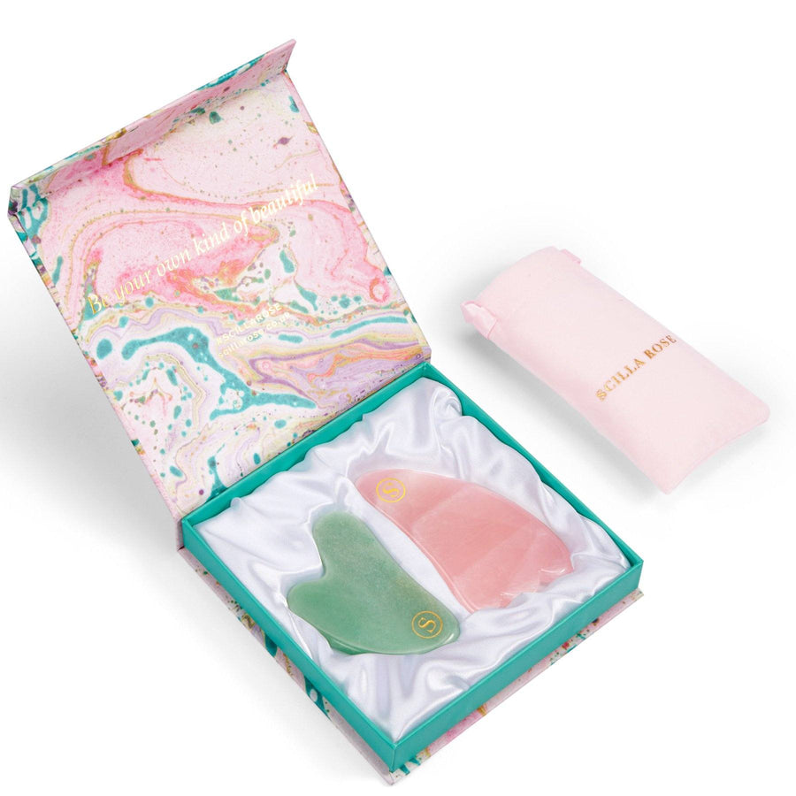 The Perfect Jade & Rose Quartz Gua Sha Set gua sha Scilla Rose 