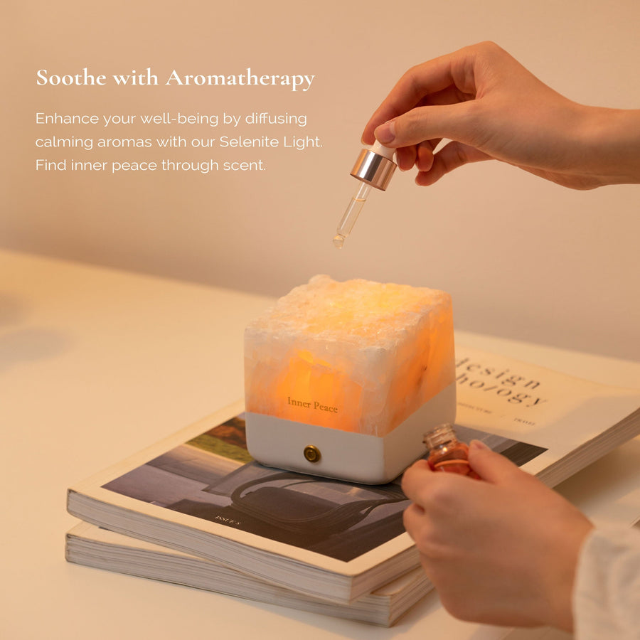 The Selenite Diffuser Light with Inner Peace Diffuser Light Scilla Rose 