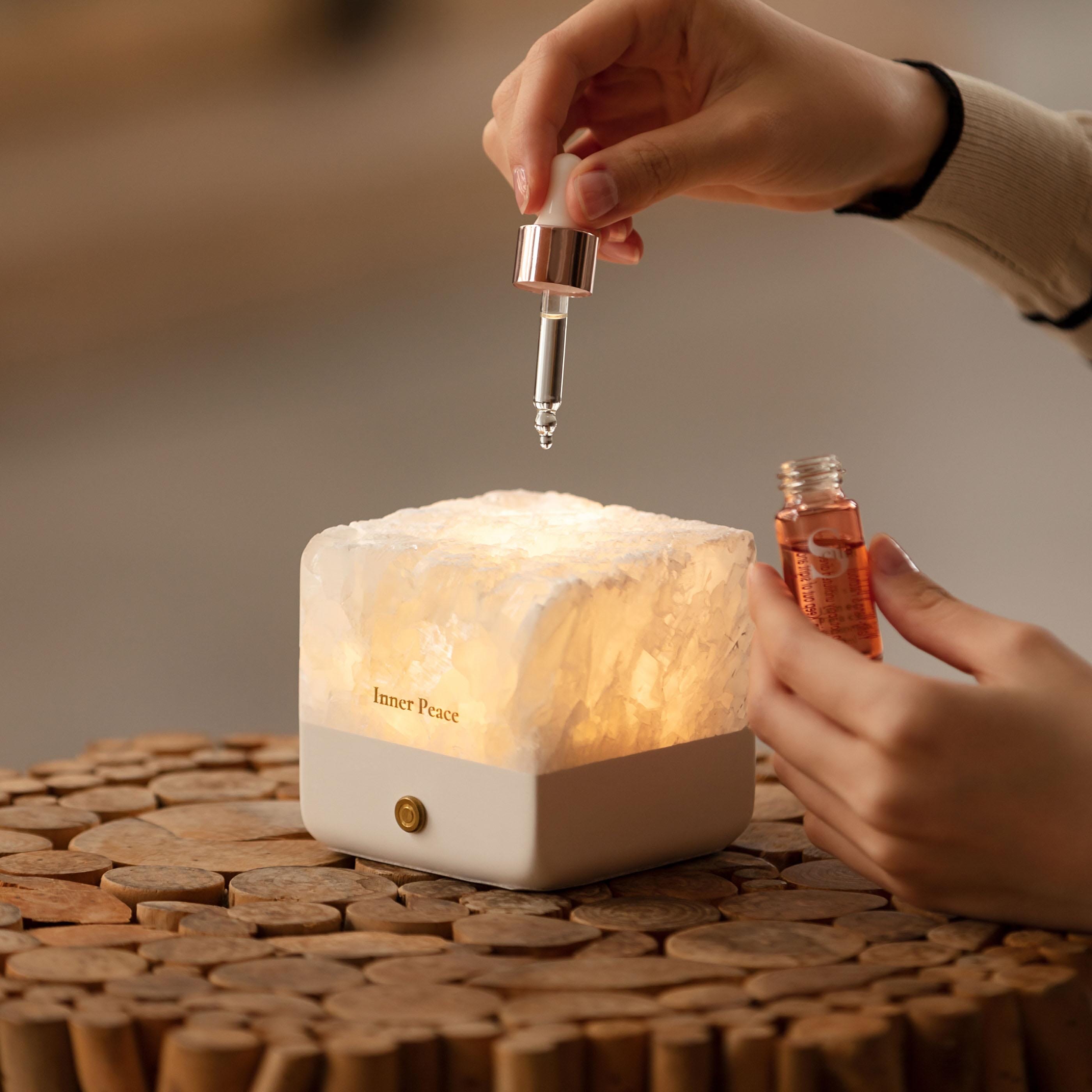 Peaceful Sleep Rituals Diffuser The Selenite Diffuser Light with Inner Peace Essential Oil – Scilla Rose