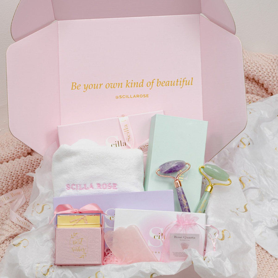 The Ultimate Crystal Healing, Facial Massage Gift Box Bundle massage stones Scilla Rose 