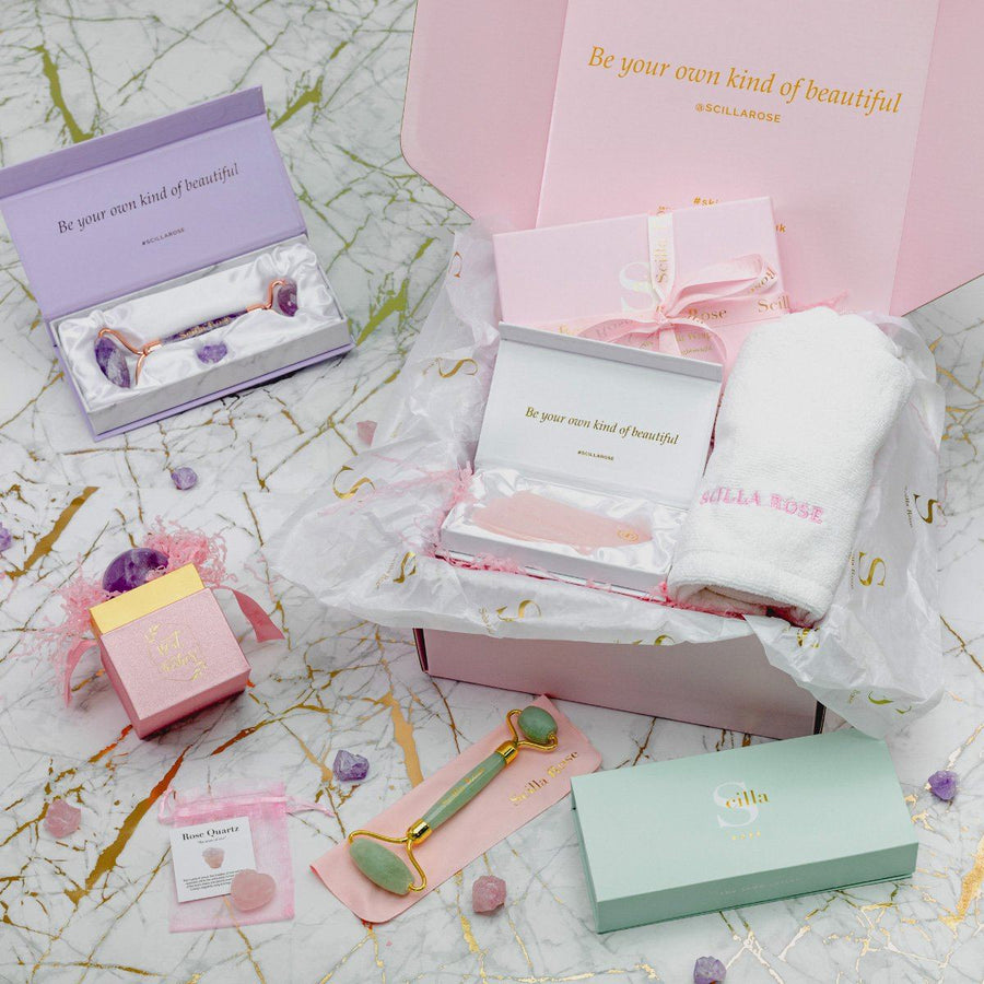The Ultimate Crystal Healing, Facial Massage Gift Box Bundle massage stones Scilla Rose 