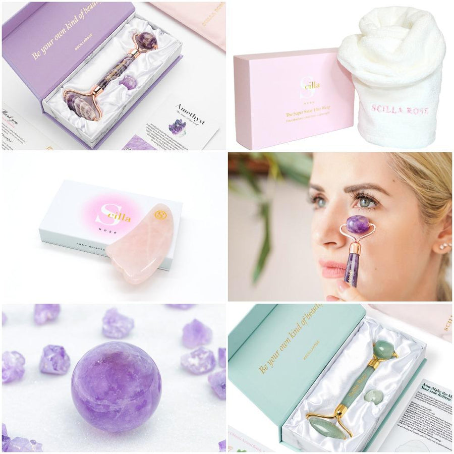 The Ultimate Crystal Healing, Facial Massage Gift Box Bundle massage stones Scilla Rose 