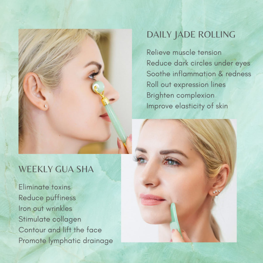 The Ultimate Jade Roller & Gua Sha Facial Set facial massager Scilla Rose 