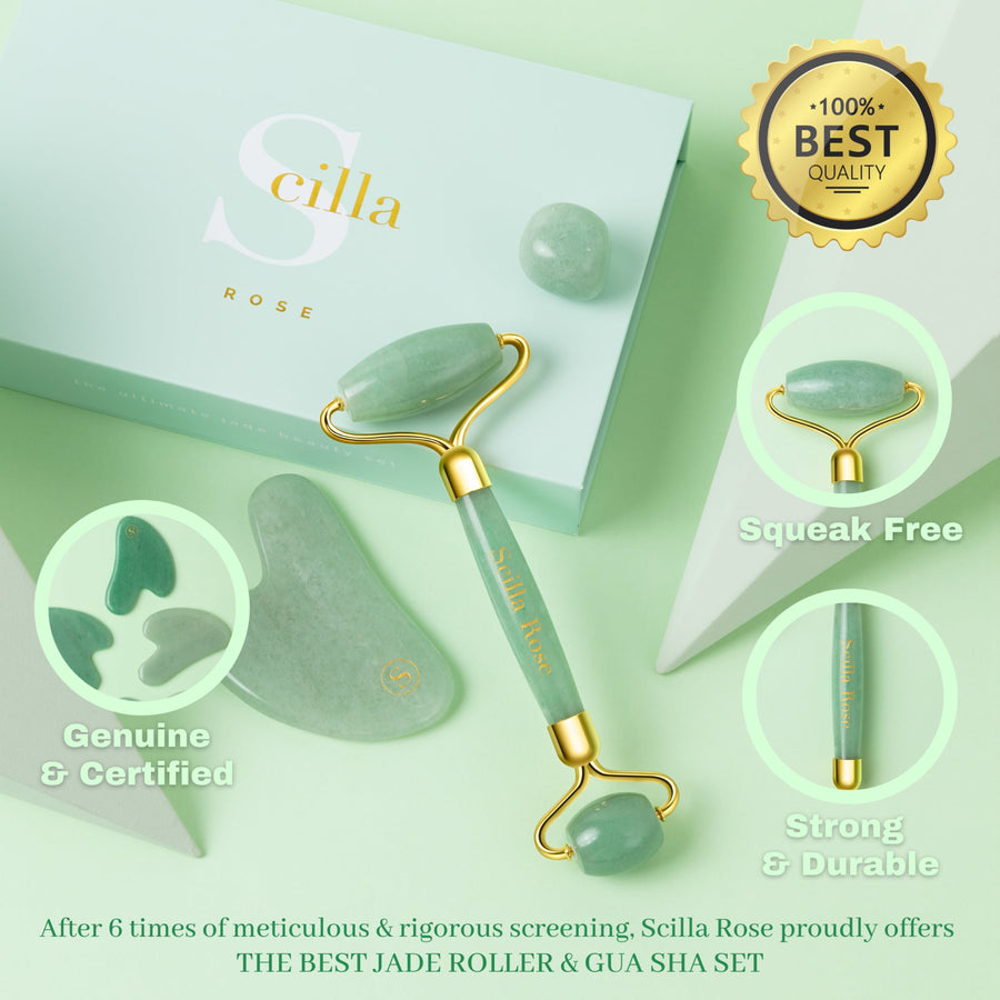The Ultimate Jade Roller & Gua Sha Facial Set facial massager Scilla Rose 
